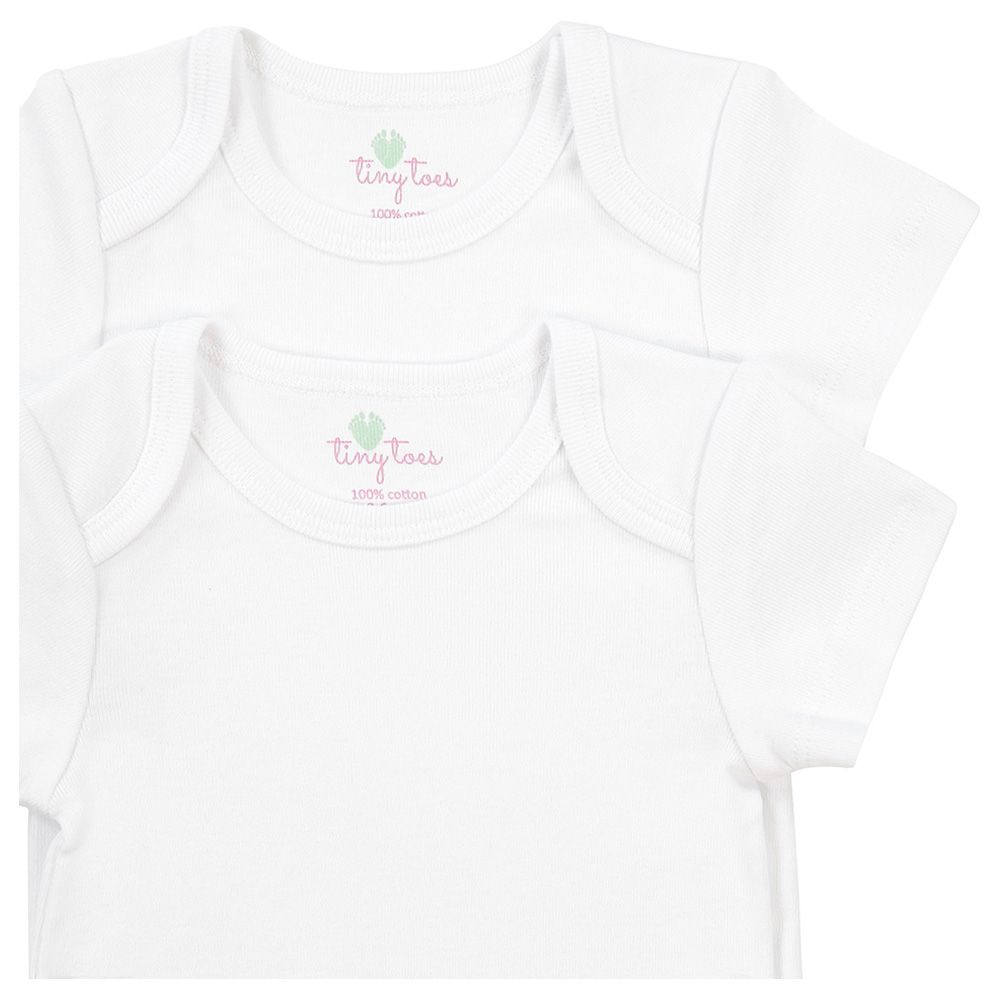 Tiny Toes - 100% Cotton Pack of 2 Short Sleeve Bodysuit - White (Exclusive)