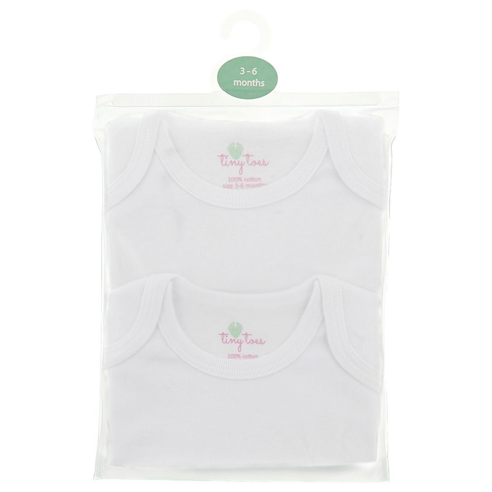 Tiny Toes - 100% Cotton Pack of 2 Short Sleeve Bodysuit - White (Exclusive)