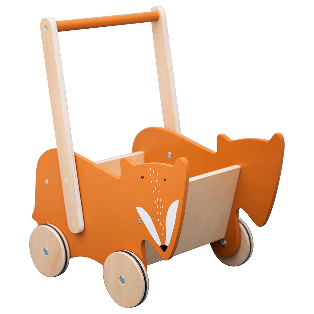 Trixie - Wooden Push Along Cart - Mr. Fox - Orange