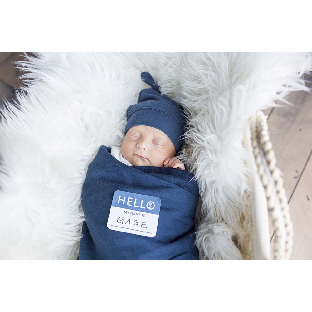 Lulujo - Bamboo Hat & Swaddle Blanket - Navy 