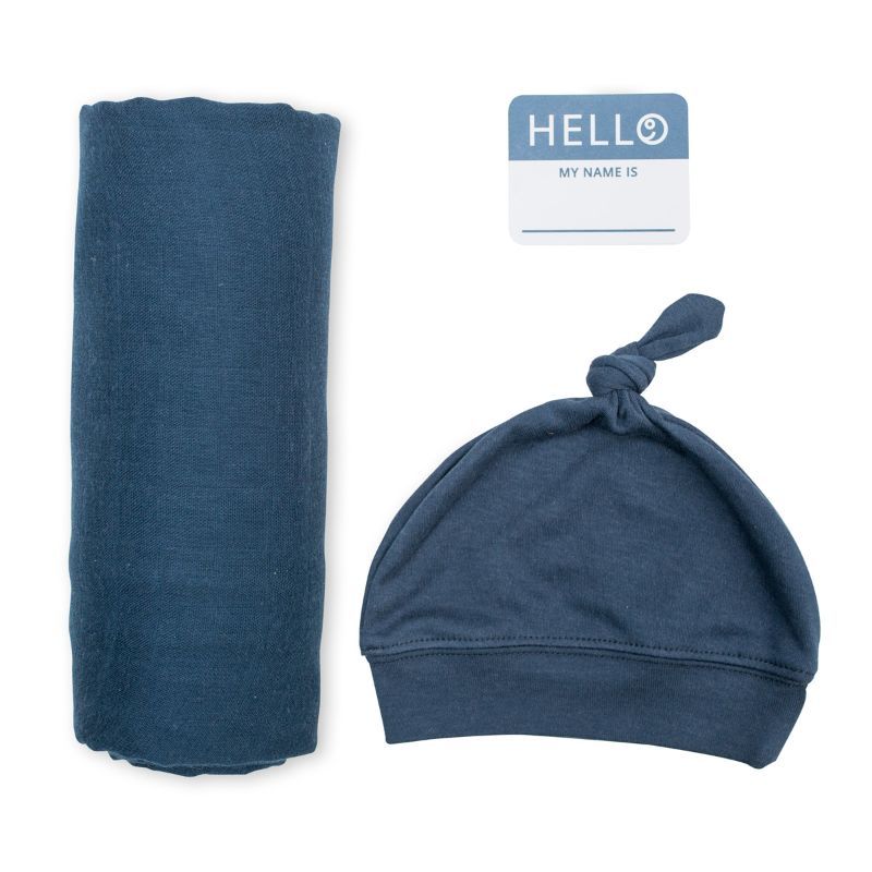 Lulujo - Bamboo Hat & Swaddle Blanket - Navy 