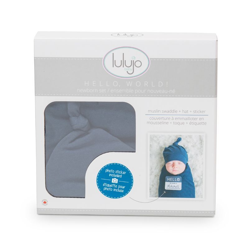 Lulujo - Bamboo Hat & Swaddle Blanket - Navy 