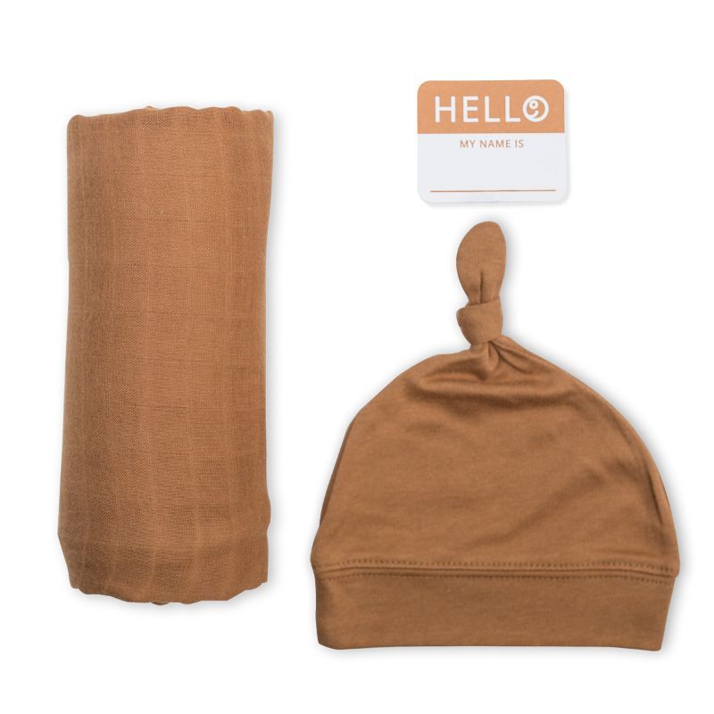 Lulujo - Bamboo Hat and Swaddle Blanket - Tan