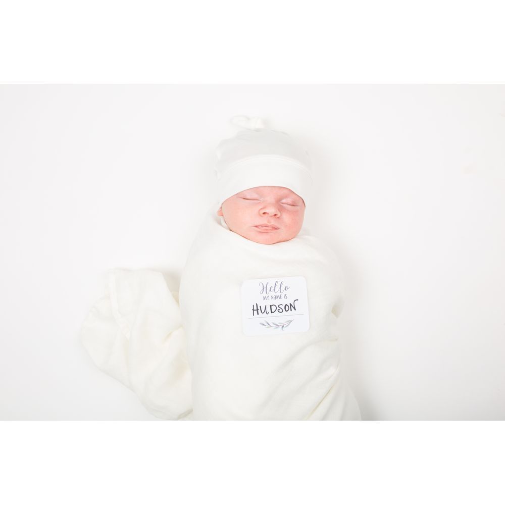 Lulujo - Bamboo Hat & Swaddle Blanket - White