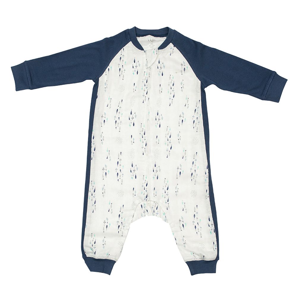 Lulujo -  Fish Print Sleepsuit - Blue