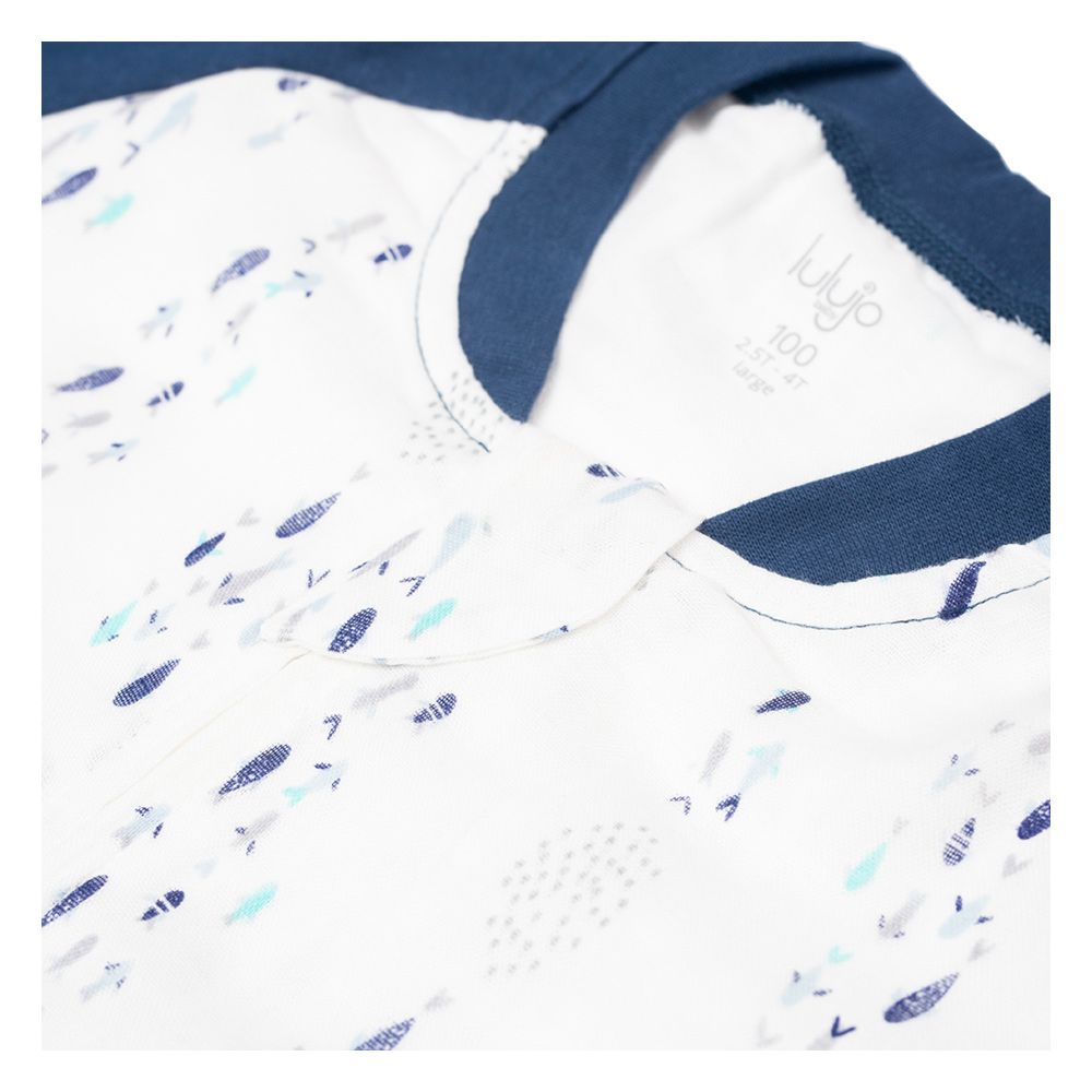 Lulujo -  Fish Print Sleepsuit - Blue