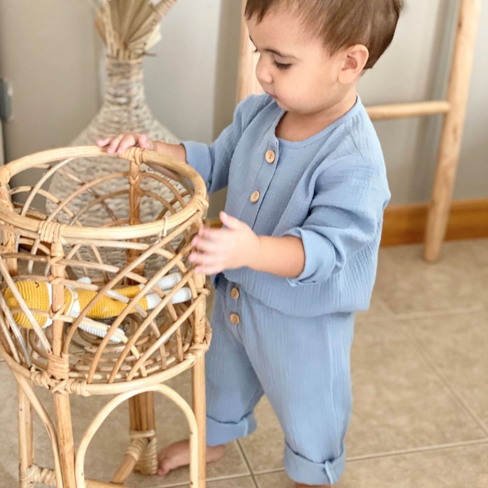 Mon.Amelissa - 2pc-Set - Muslin Long Pant & Shirt - Sky Blue