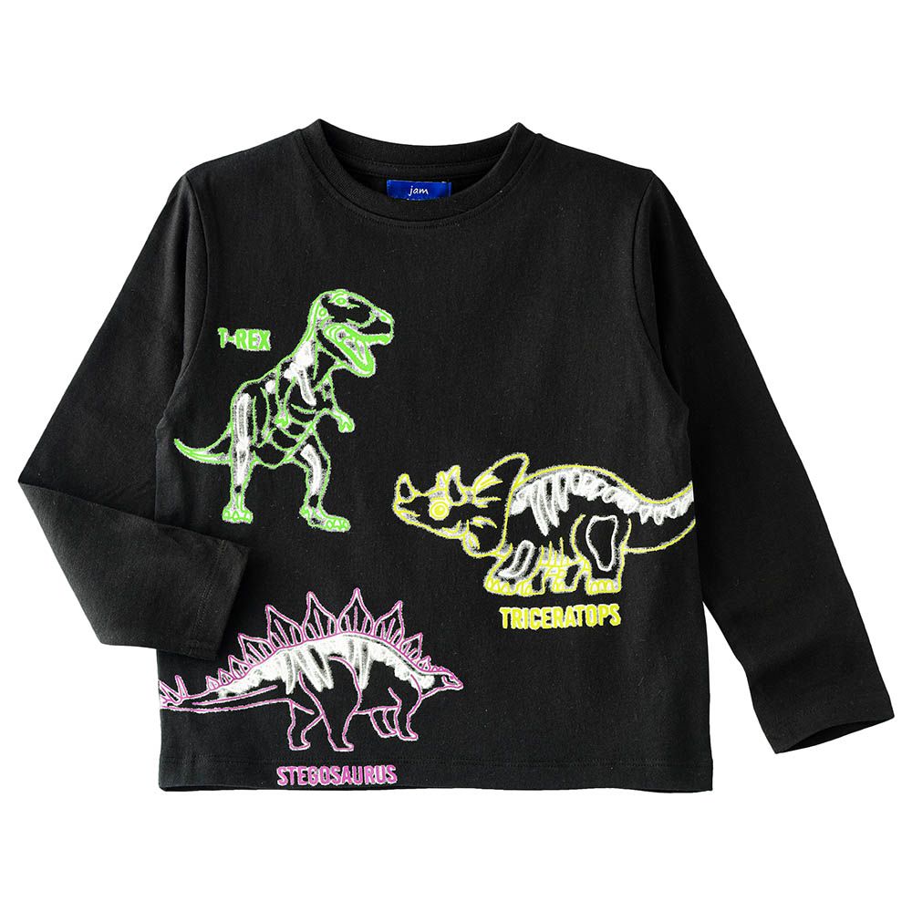 Jam - Dinosaur Print Full Sleeves Top - Black