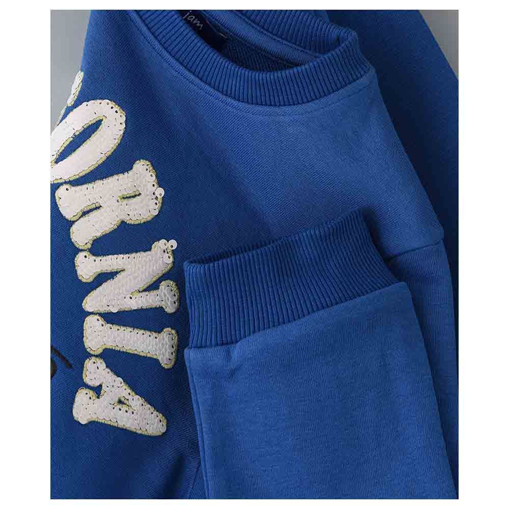 Jam - California Print Sweat Top - Blue