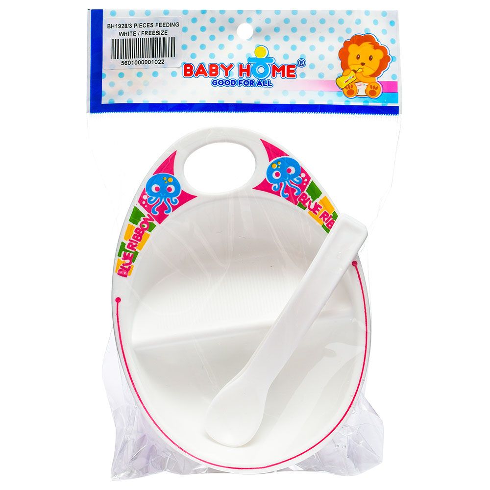 Tiny Hug - Bowl, Spoon & Fork Feeding Set - White