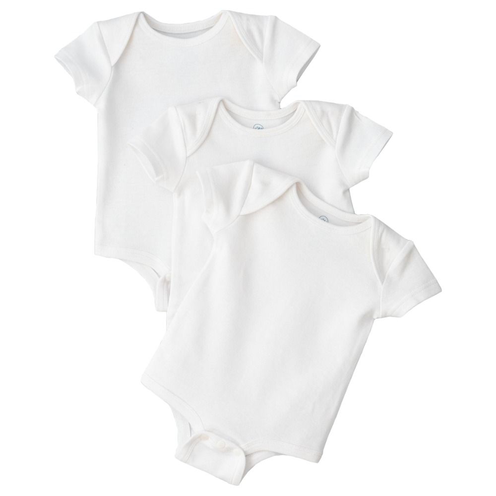 Tiny Hug - Envelope Neck Bodysuit- Pack Of 3 - White 