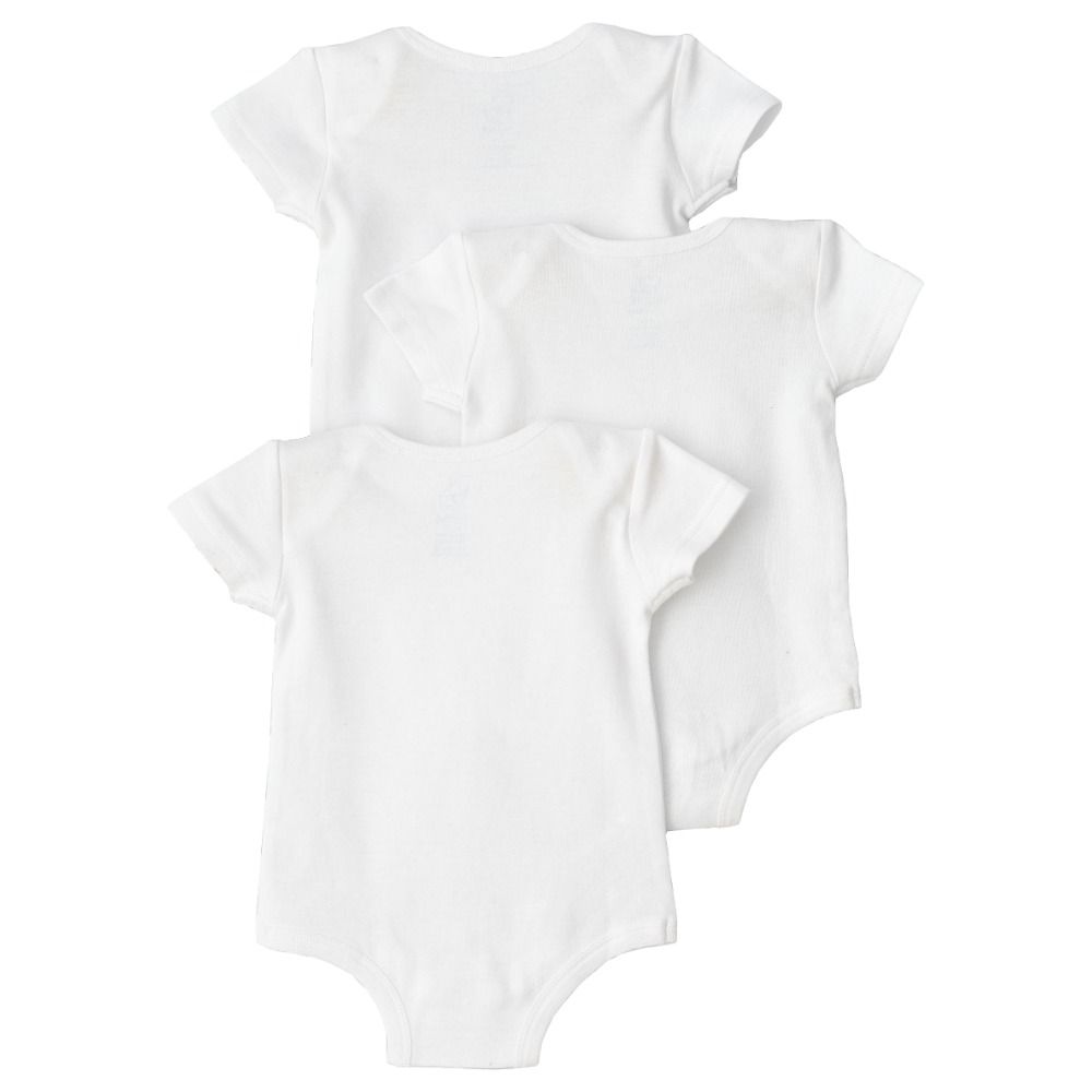 Tiny Hug - Envelope Neck Bodysuit- Pack Of 3 - White 