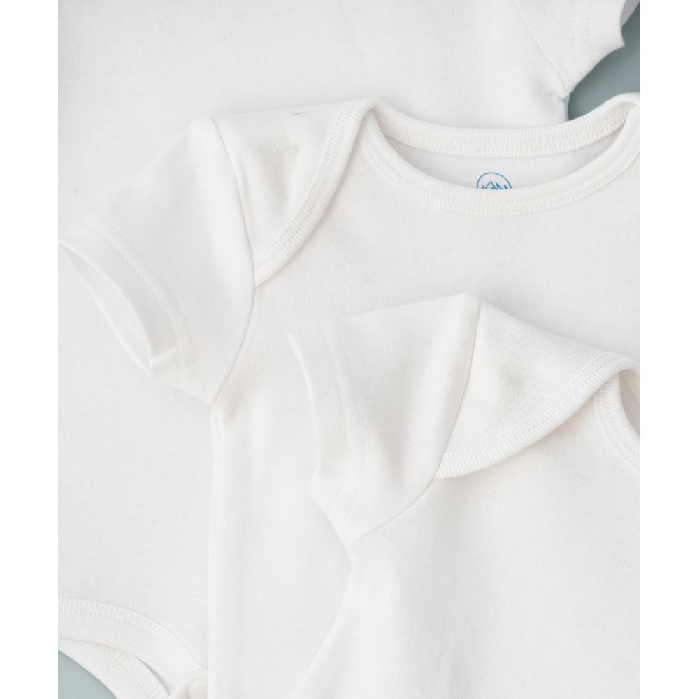 Tiny Hug - Envelope Neck Bodysuit- Pack Of 3 - White 