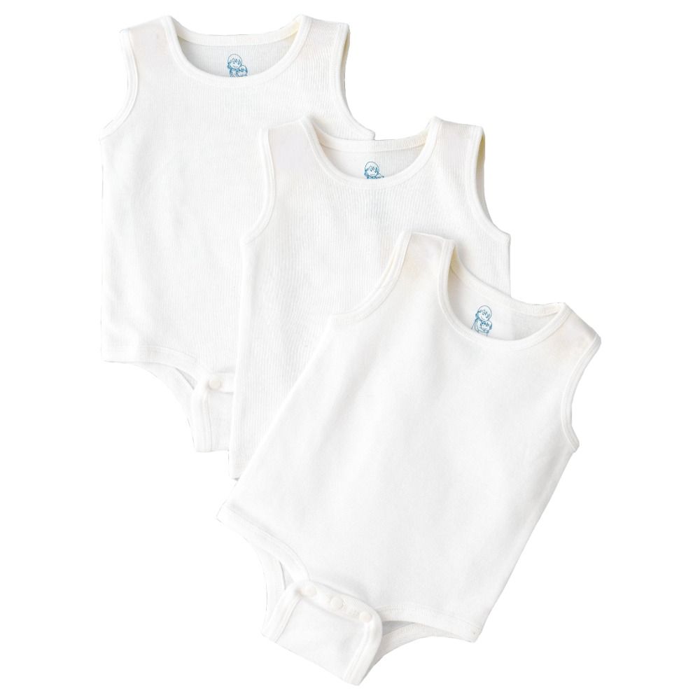 Tiny Hug - Round Neck Bodysuit- Pack Of 3 - White 