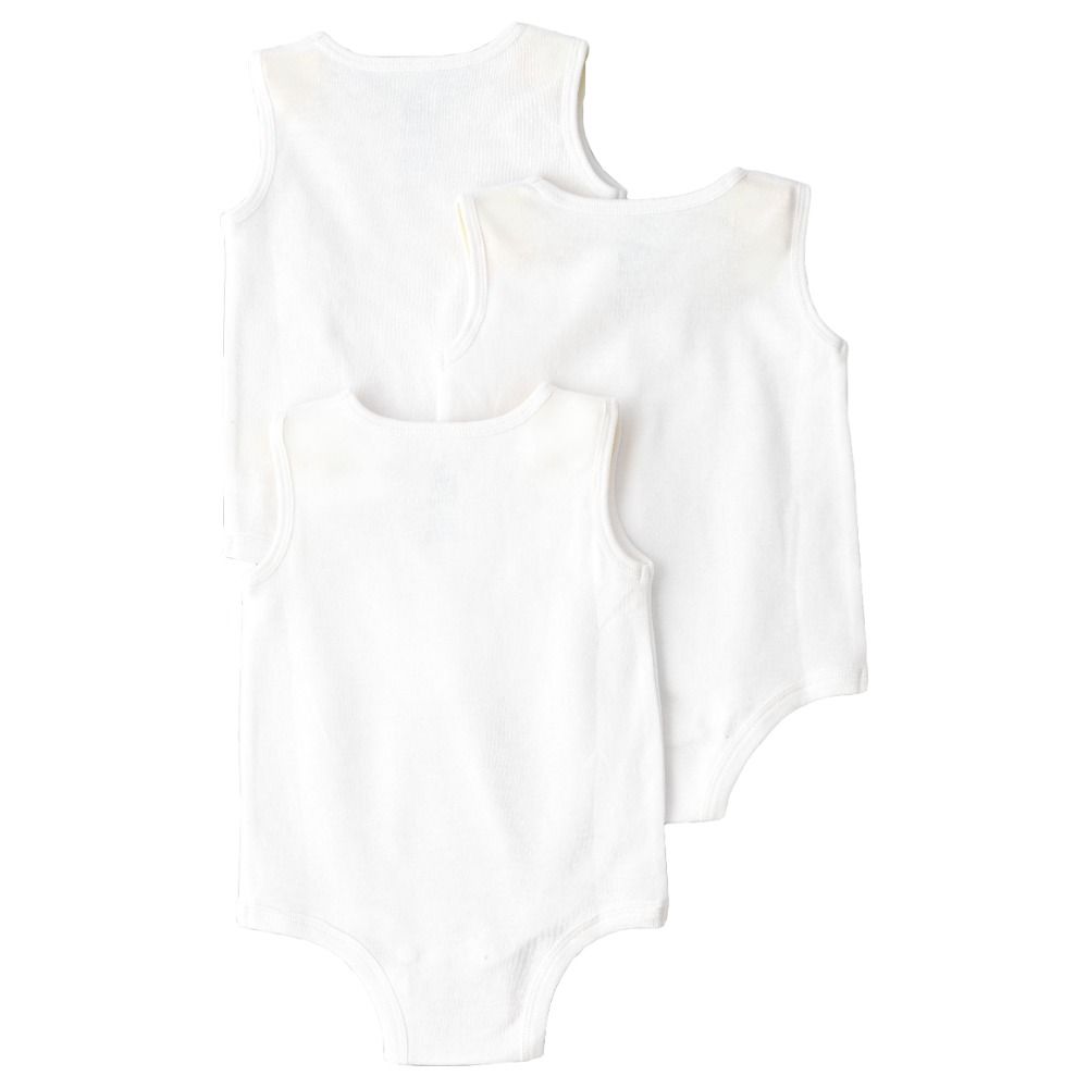 Tiny Hug - Round Neck Bodysuit- Pack Of 3 - White 