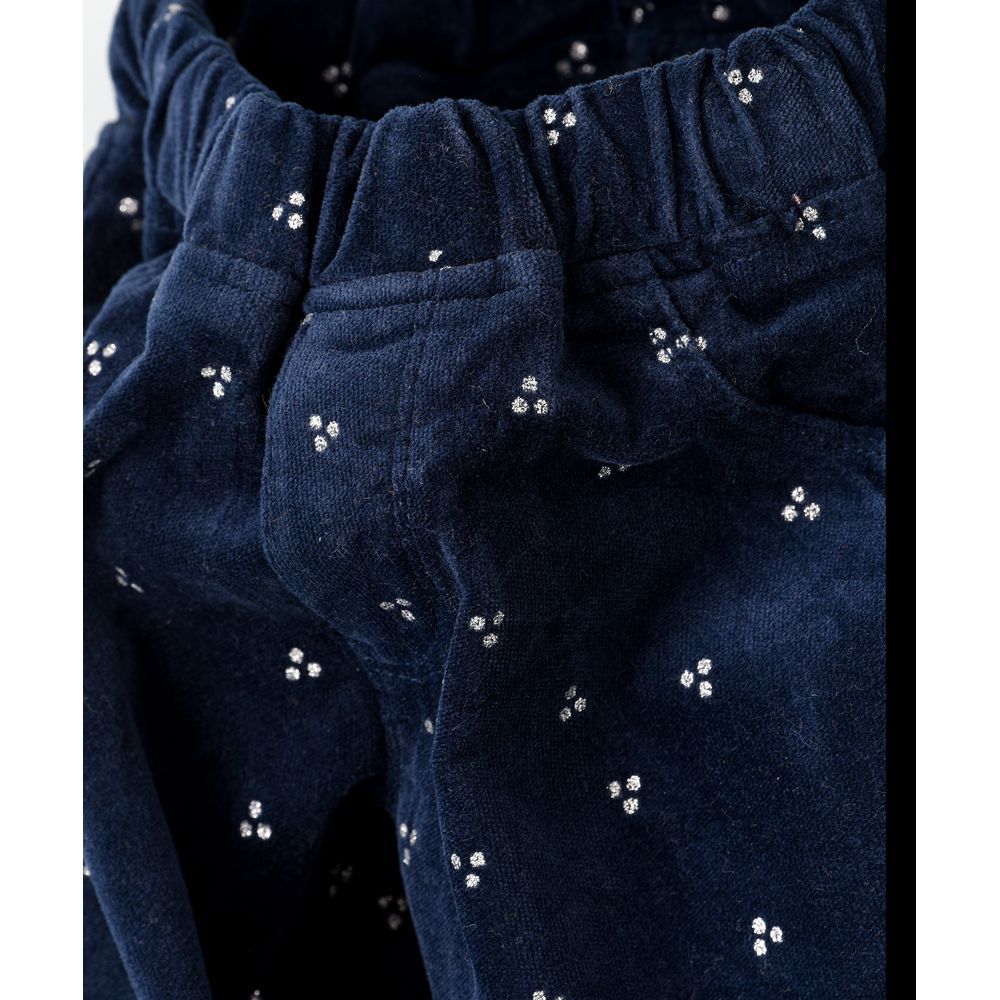 Jelliene - Woven Pull On Pant W/ Glitter - Blue