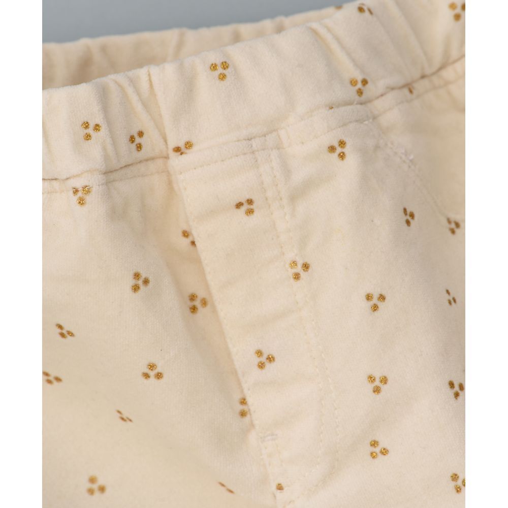 Jelliene - Woven Pull On Pant W/ Glitter - Beige