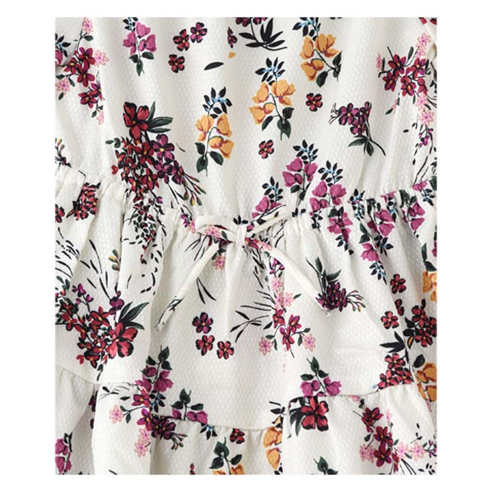 Jelliene - Girls Floral Woven Top - White