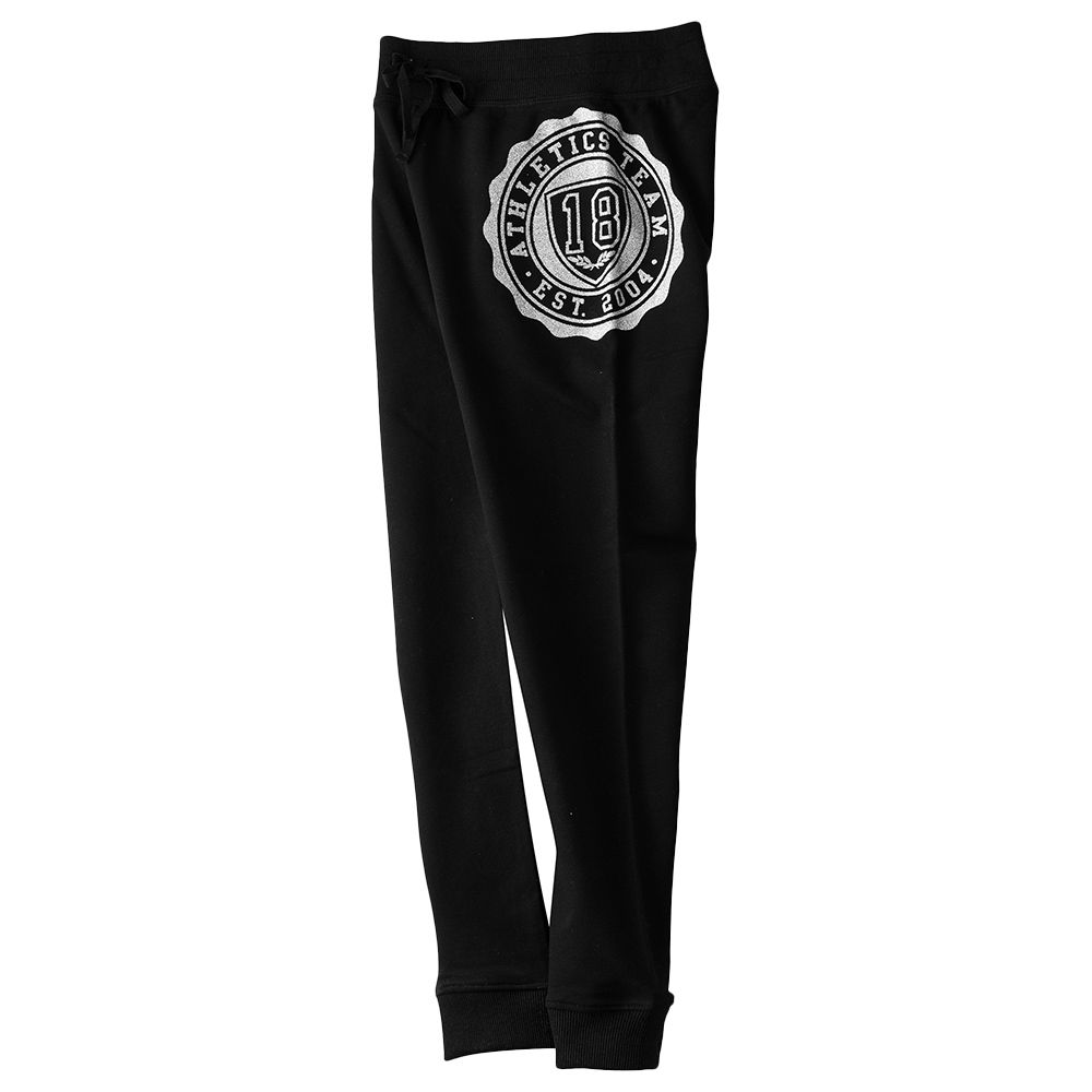 Jelliene - Knit Jogger With Print At Front - Black