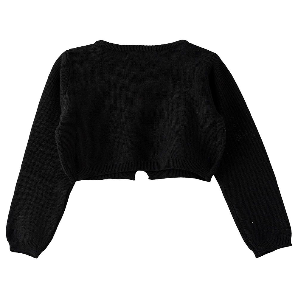 Jelliene - Full Sleeves Front Buttoned Cardigan - Black