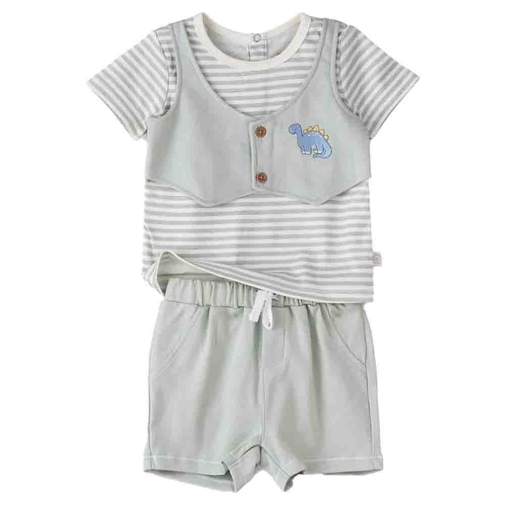 Tiny Hug - 2pc-Set - Striped T-Shirt & Shorts