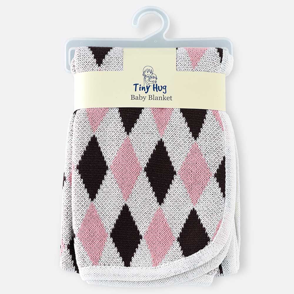 Tiny Hug - Cotton Blanket For Baby - Pink/Black