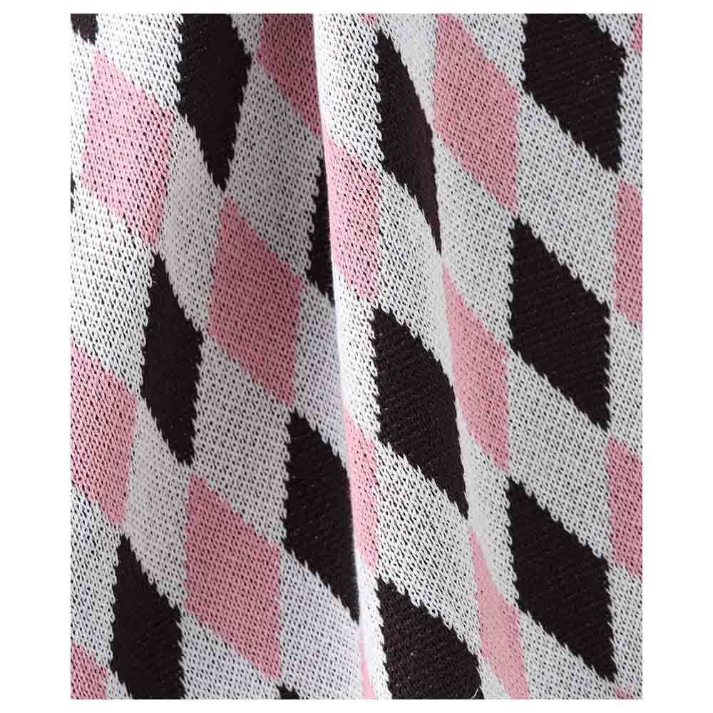 Tiny Hug - Cotton Blanket For Baby - Pink/Black