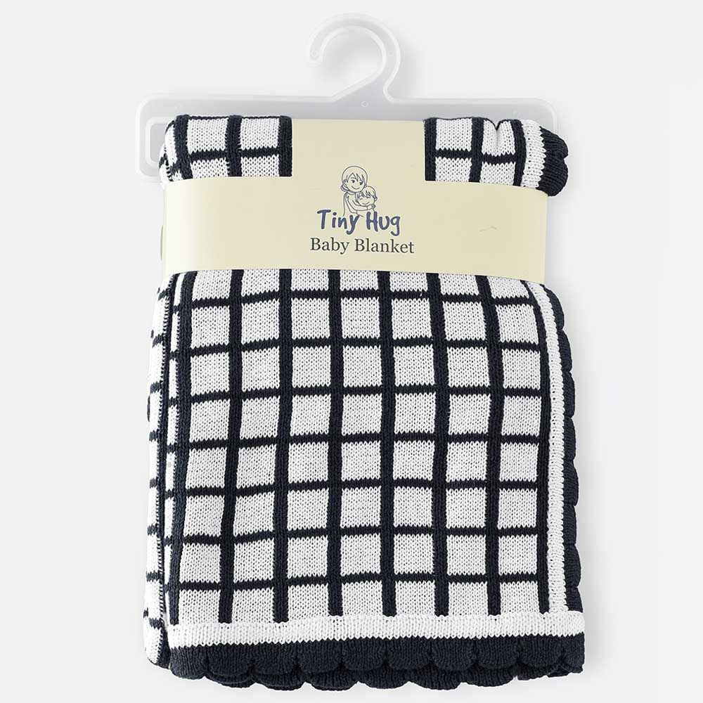 Tiny Hug - Cotton Blanket For Baby - Black/White