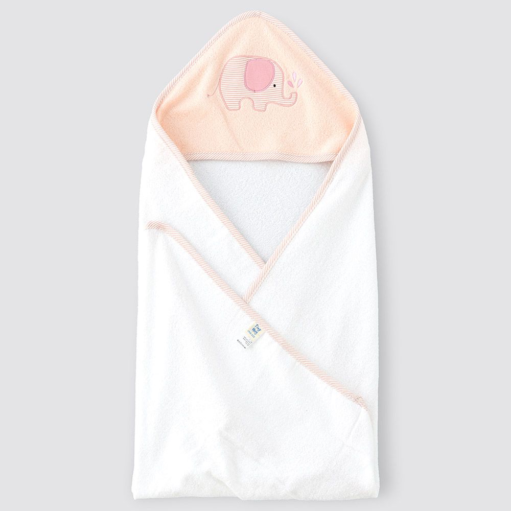 Tiny Hug - Baby Blanket With Hood - Pink/White