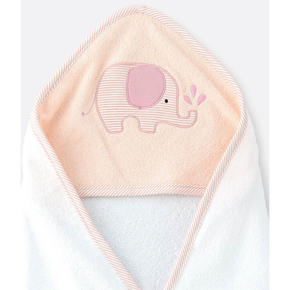 Tiny Hug - Baby Blanket With Hood - Pink/White