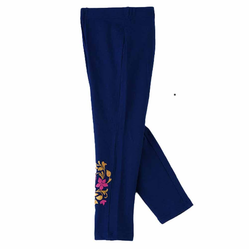 Jelliene - Floral Print Knitted Legging - Blue