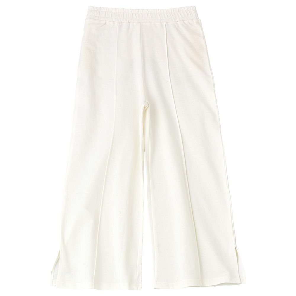 Jelliene - Solid Knit Pant W/ Cut At Bottom - White