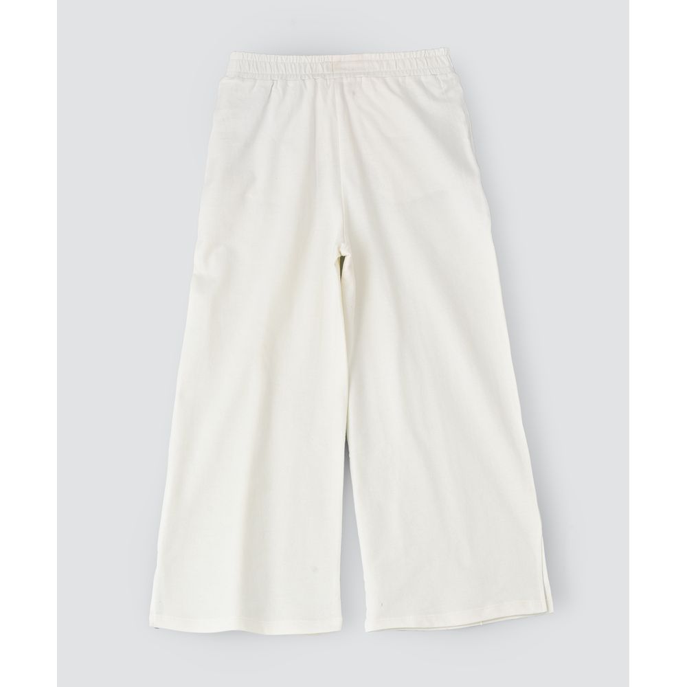 Jelliene - Solid Knit Pant W/ Cut At Bottom - White