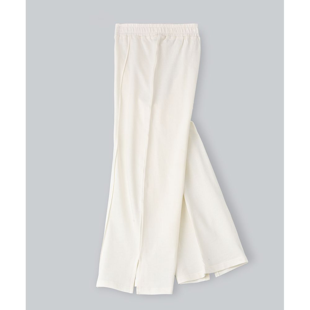 Jelliene - Solid Knit Pant W/ Cut At Bottom - White