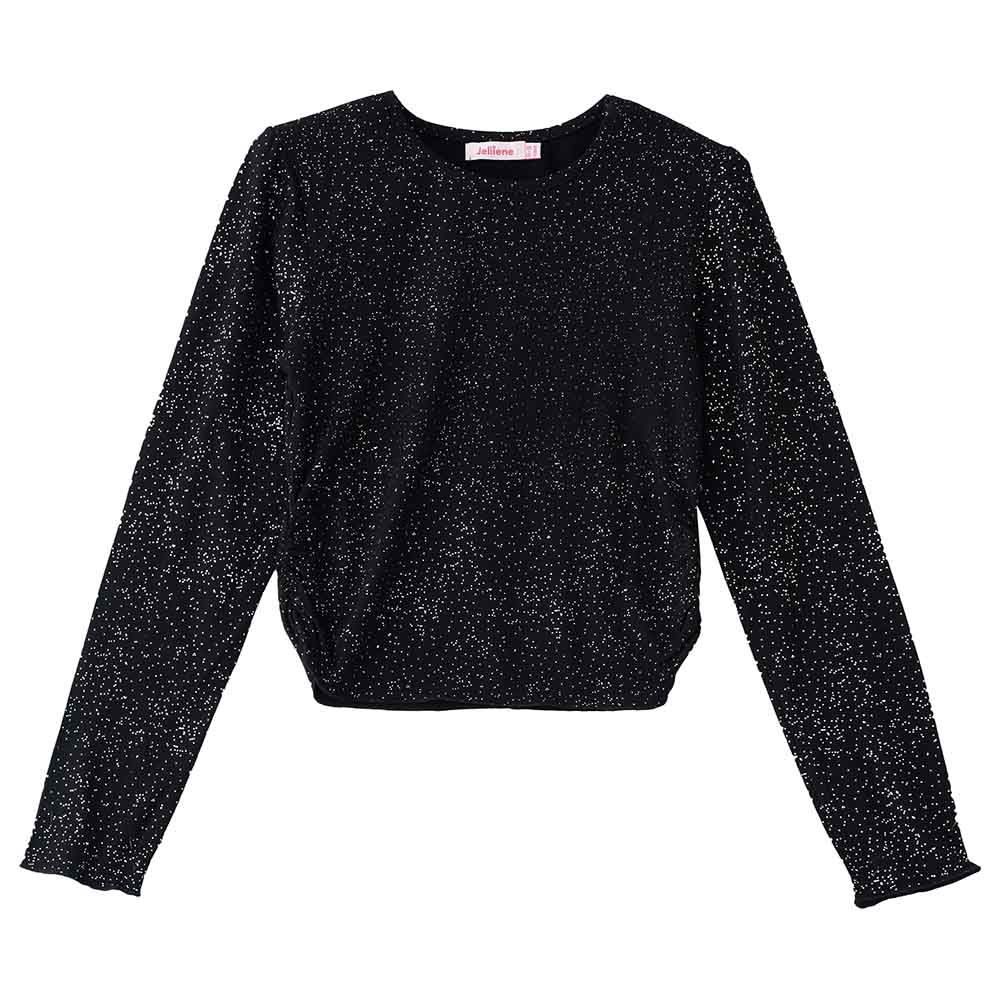 Jelliene - Knit Top W/ Glitter Effect - Black