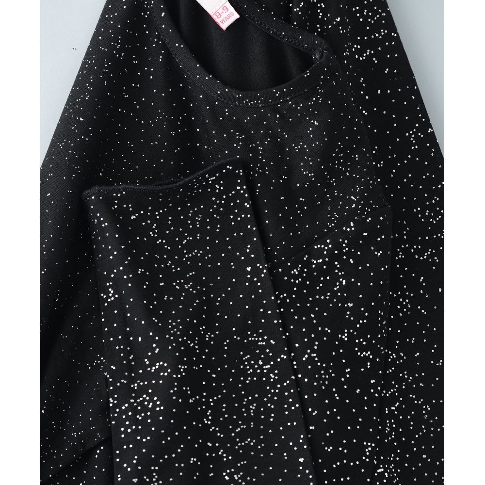 Jelliene - Knit Top W/ Glitter Effect - Black