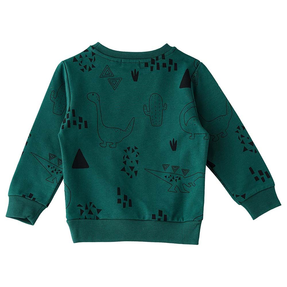 Jam - Dinosaur Printed Knit Sweat Top - Green