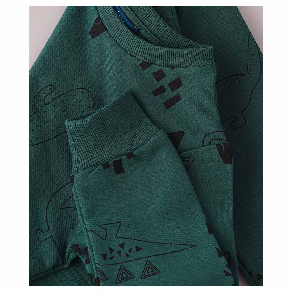 Jam - Dinosaur Printed Knit Sweat Top - Green