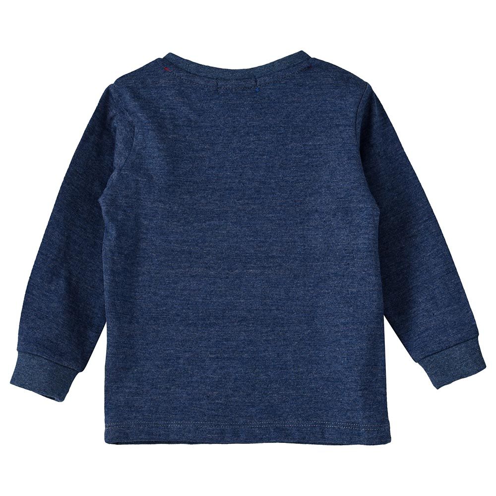 Jam - F/Slv Round Neck Knit Top With Hero Print - Blue