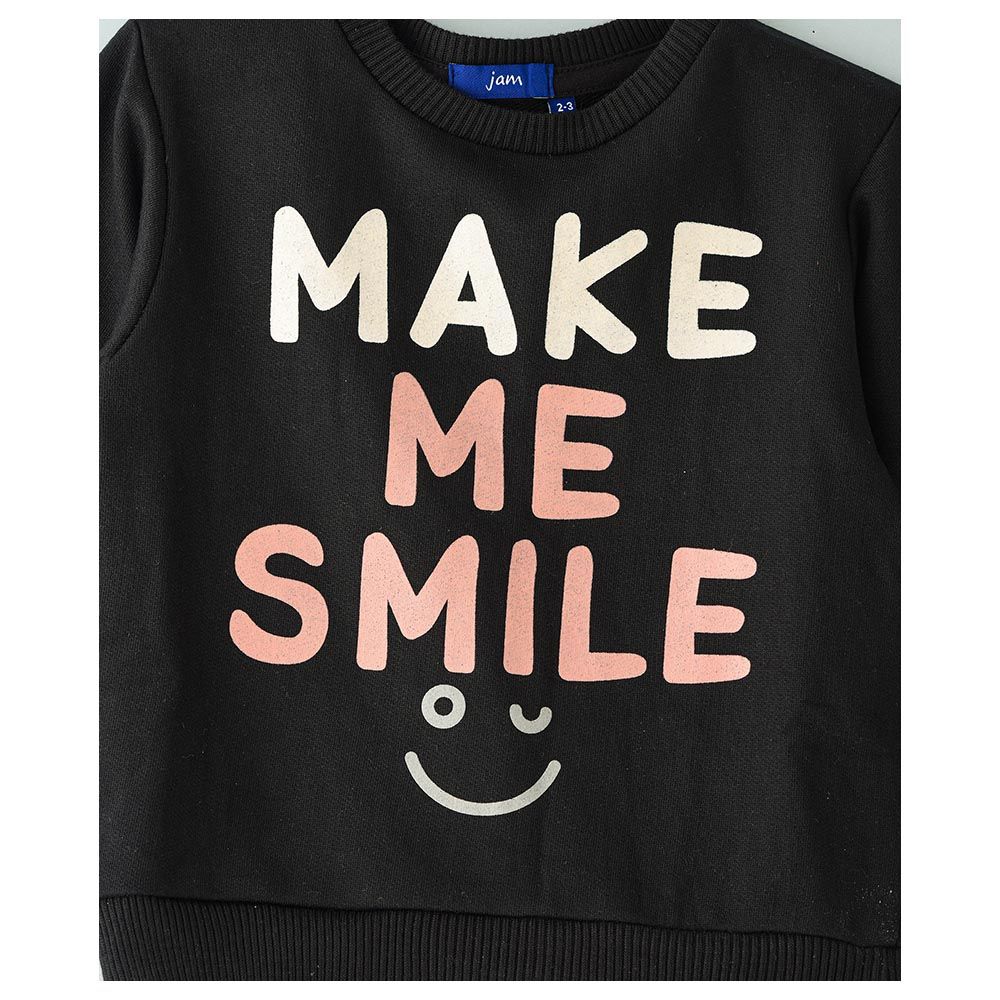 Jam - Make Me Smile Print Sweat Top - Black