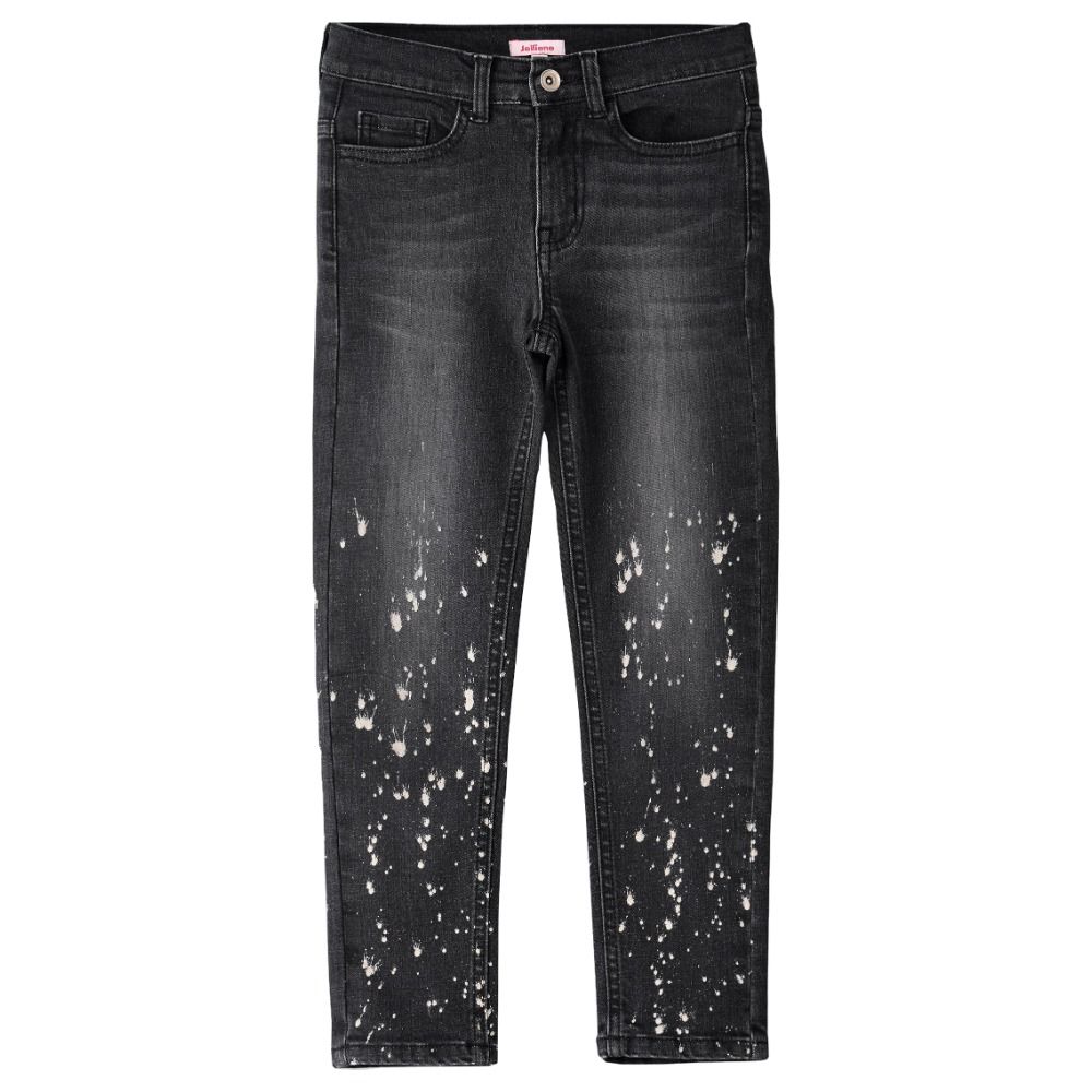 Jelliene - Denim Pant W/ Spray Effect At Bottom - Black