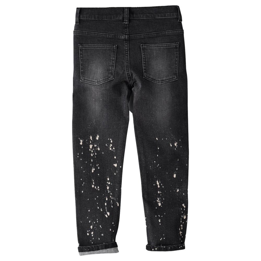 Jelliene - Denim Pant W/ Spray Effect At Bottom - Black