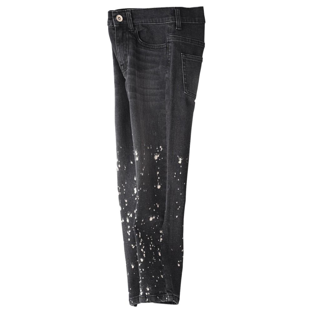 Jelliene - Denim Pant W/ Spray Effect At Bottom - Black