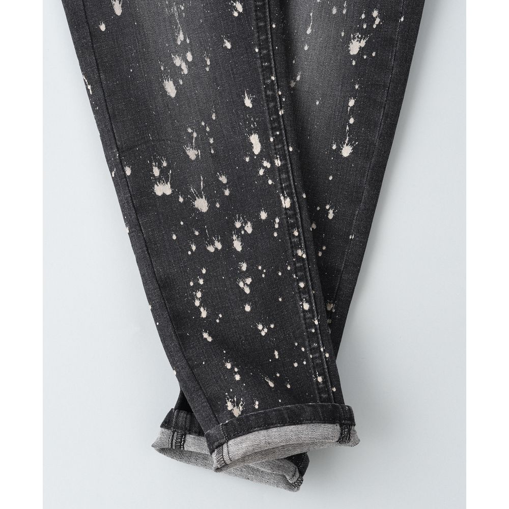 Jelliene - Denim Pant W/ Spray Effect At Bottom - Black