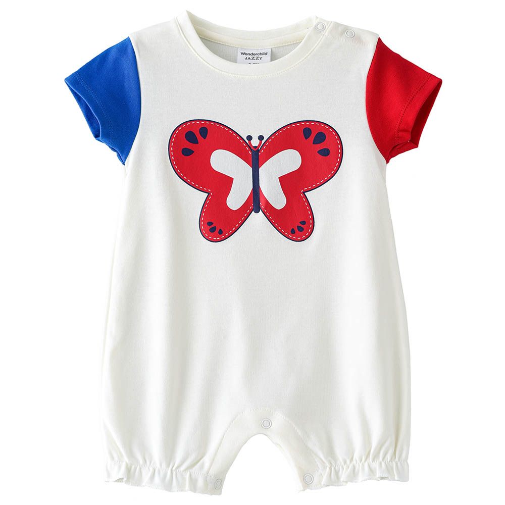 Tiny Hug - Butterfly Printed Romper - White