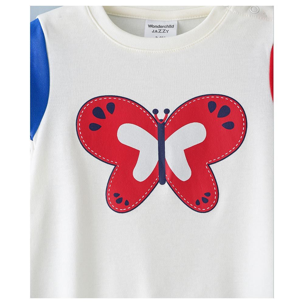 Tiny Hug - Butterfly Printed Romper - White