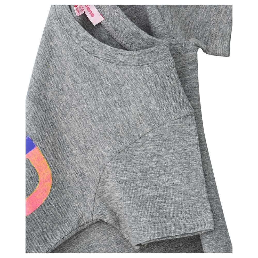 Jelliene - Printed Round Neck S/Slv Knit Top - Grey