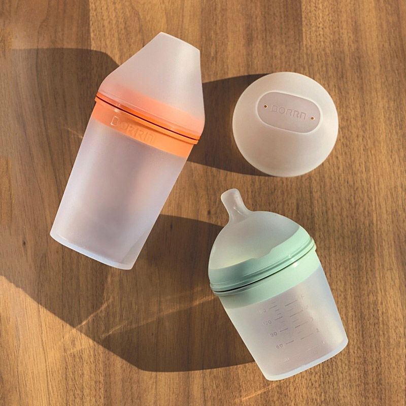 BORRN Silicone BPA Free Non-Toxic Feeding Bottle 240ml Green