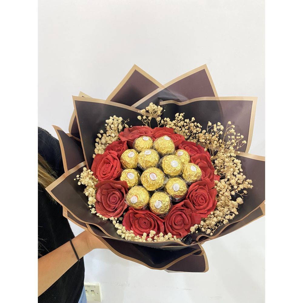 Eco Flowers - Ferrero Rocher & Rose Bouquet 