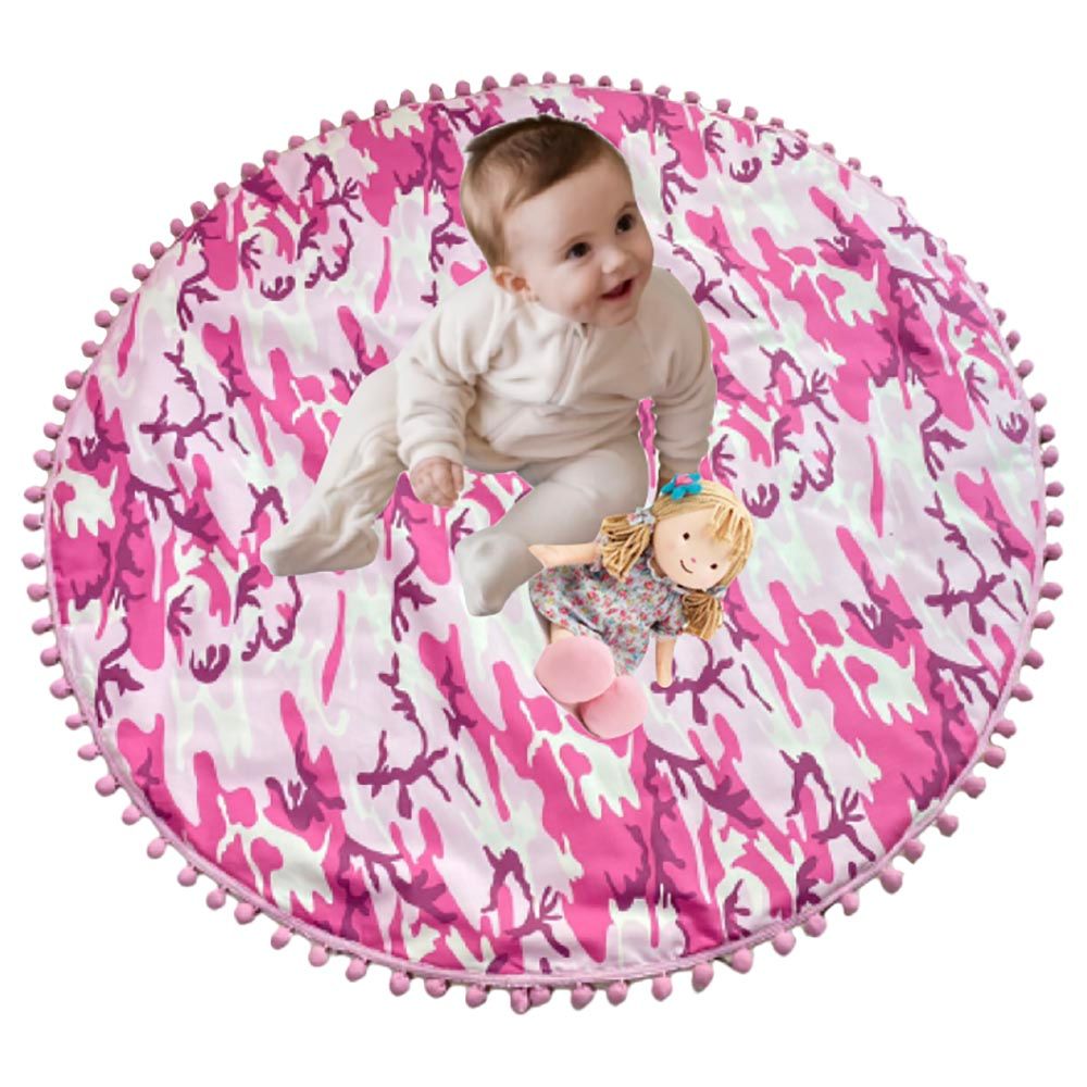 Cherrypick - Round Pink Cotton PomPom Play Mat / Rug